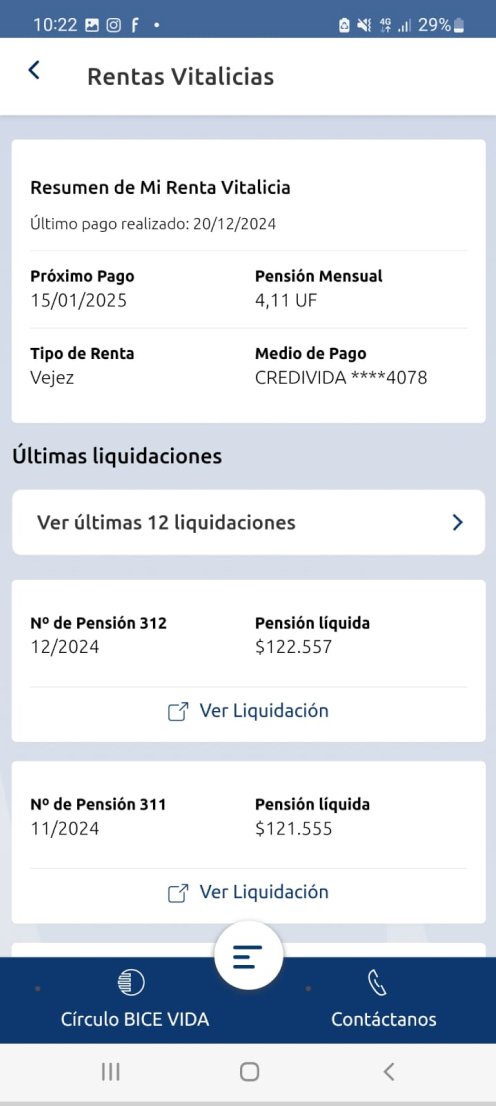 App legacy — pantalla de transferencias antigua